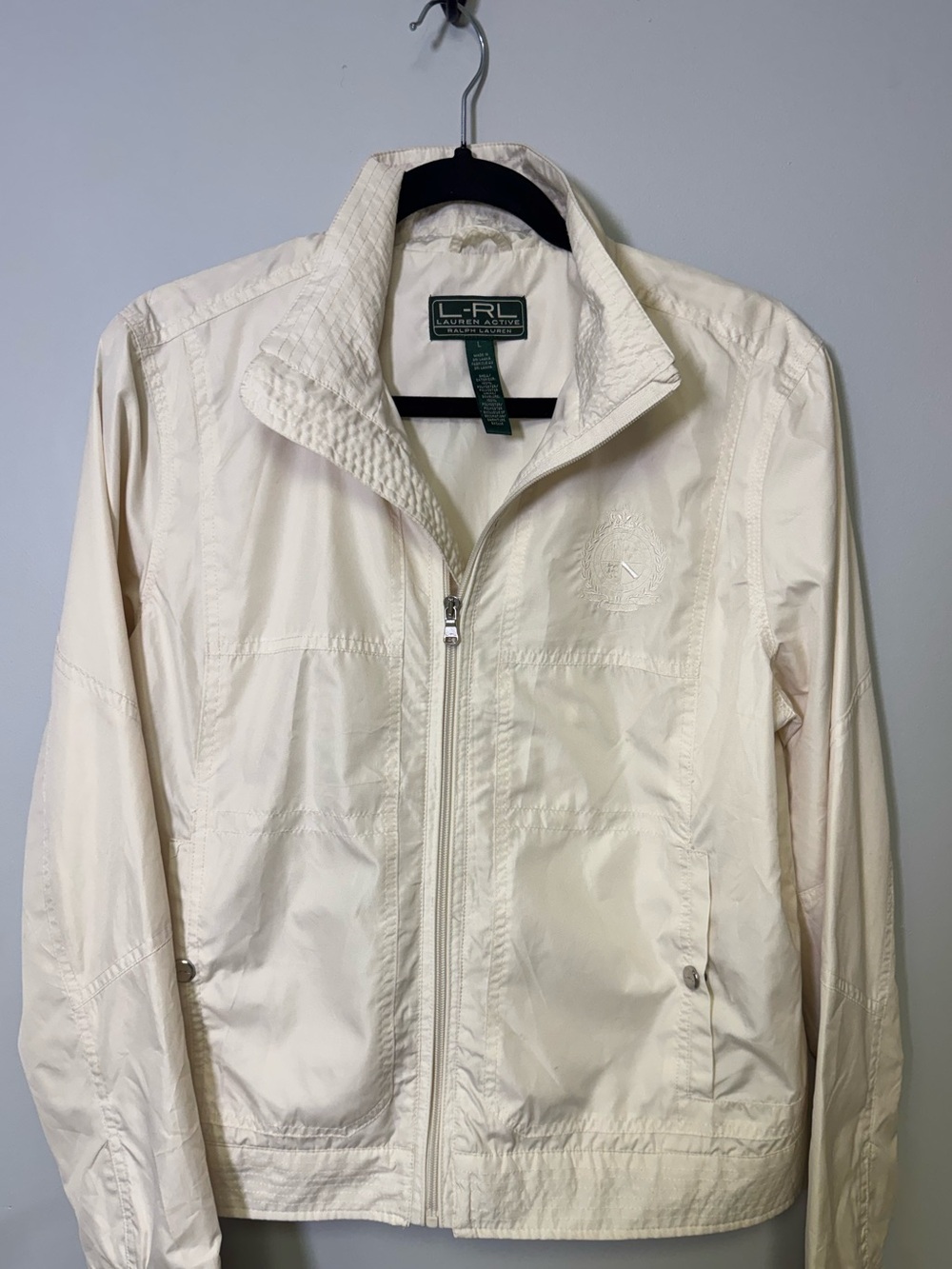 Lauren Ralph Lauren Cream Lightweight Utility Zip Jacket Size L